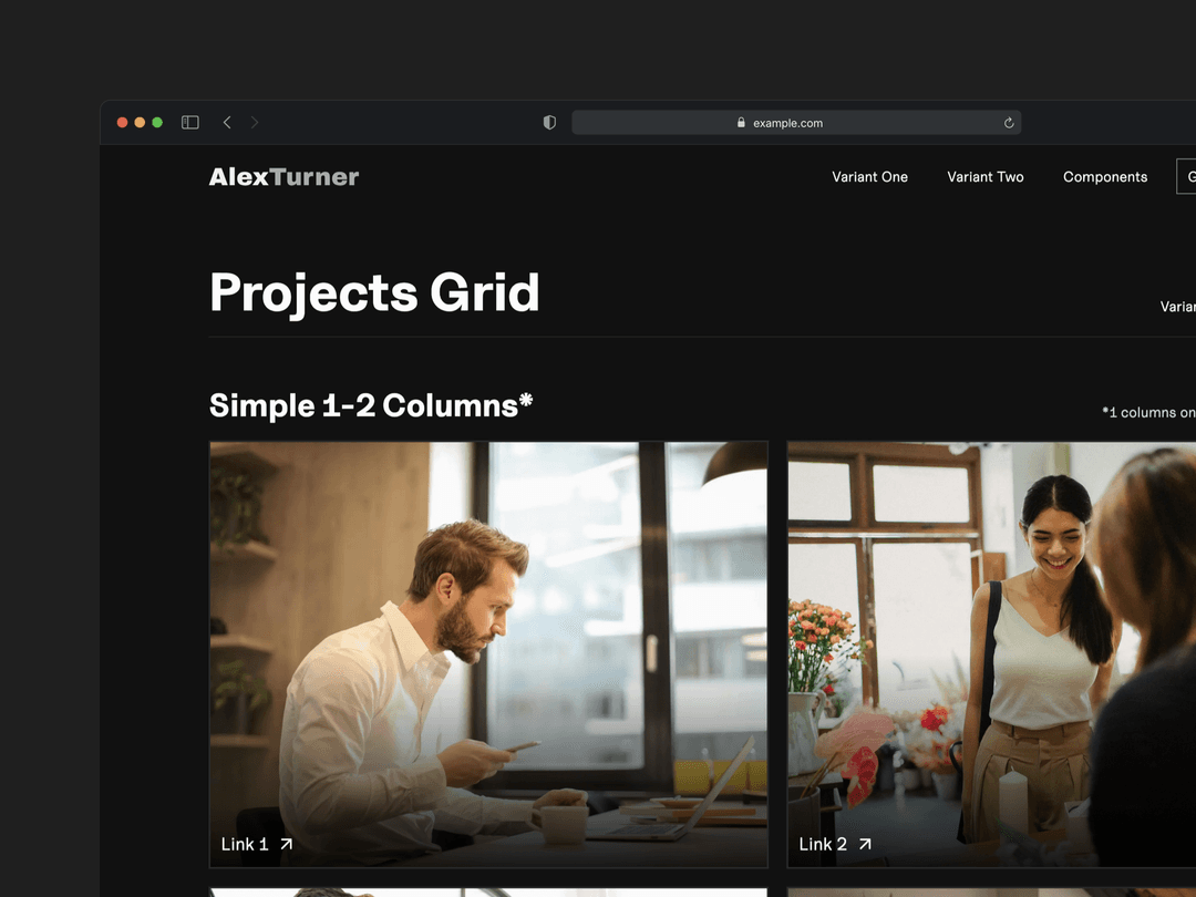 A neatly arranged grid layout showcasing various projects