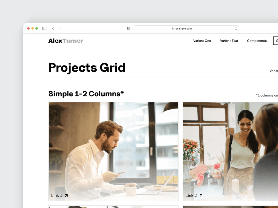 A neatly arranged grid layout showcasing various projects